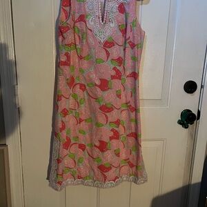 Lilly Pulitzer pink and green peaches midi Dress